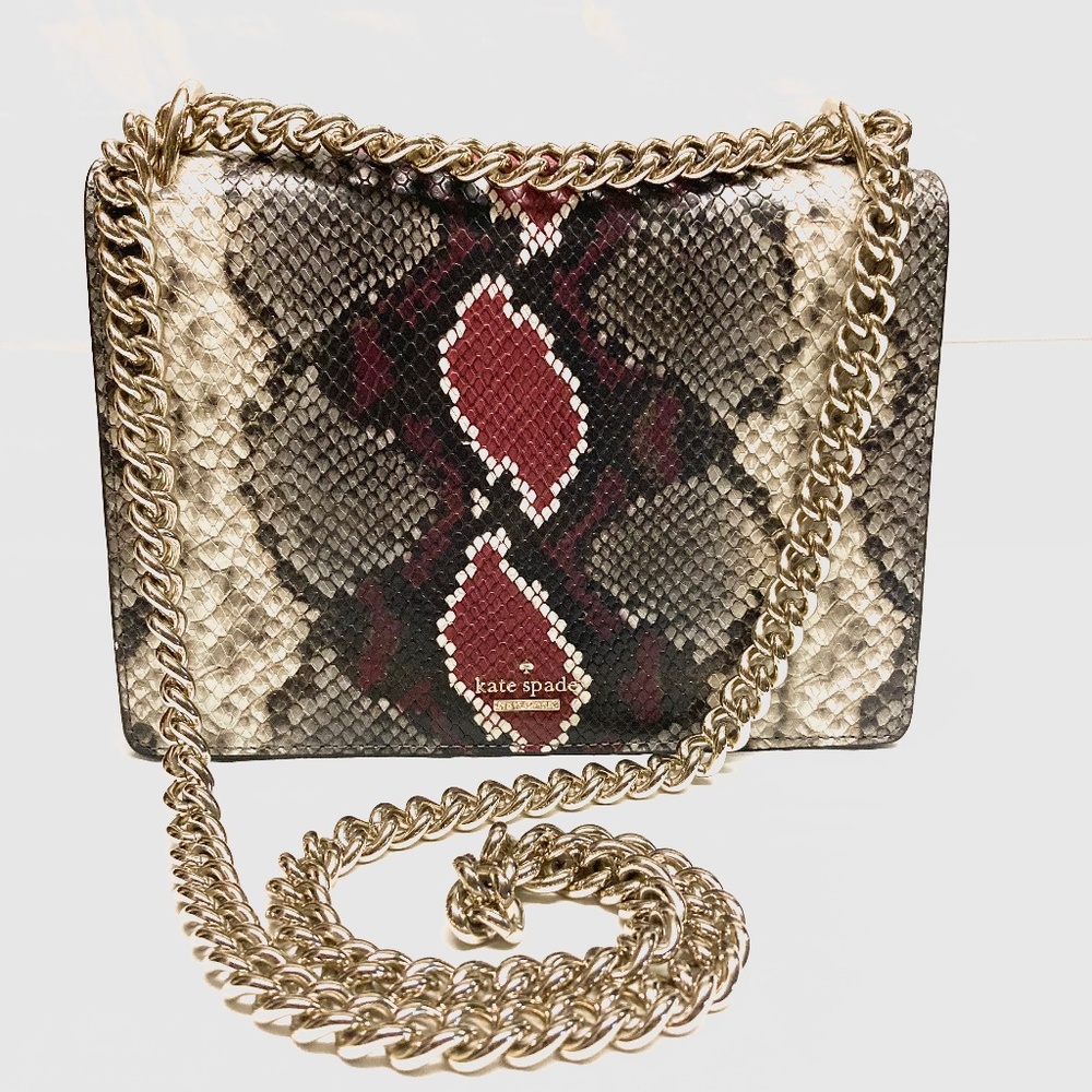 NWOT Kate Spade Reece Park Marci Snakeskin Shoulder/Crossbody Bag